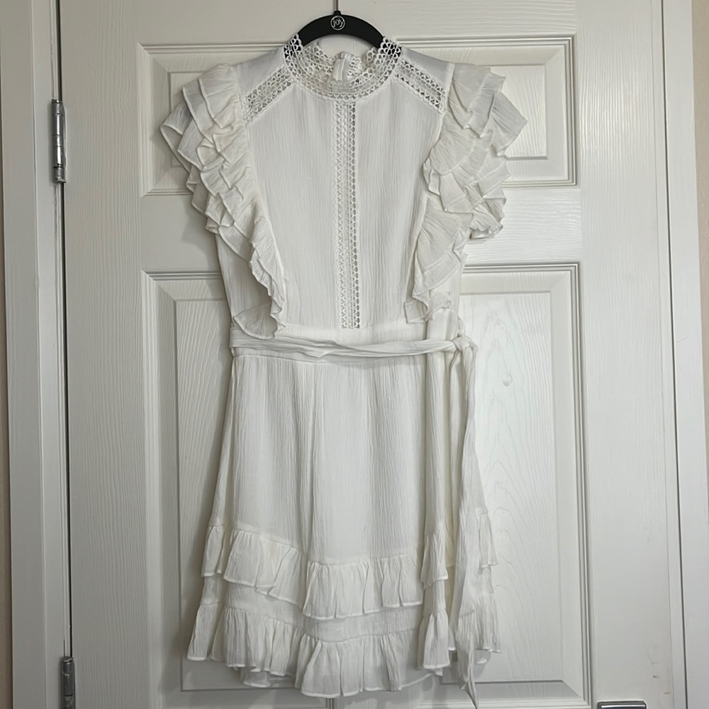 White Ruffle Selfie Leslie Dress